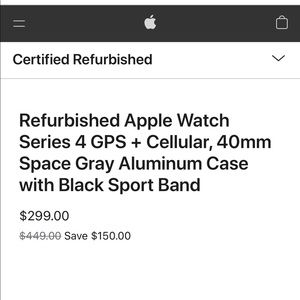 USED LIKE NEW - AppleWatch Series4 GPS +Cell, 40mm Space Gray w Black Sport Band